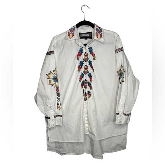 Vintage Collection Western Embroidered Oversized Button Front Cotton Blouse Med - Picture 1 of 11